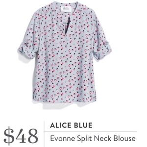 Alice Blue Evonne Split Neck Blouse